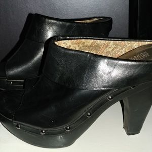 Women's Black 8.5 open toe mules/clogs